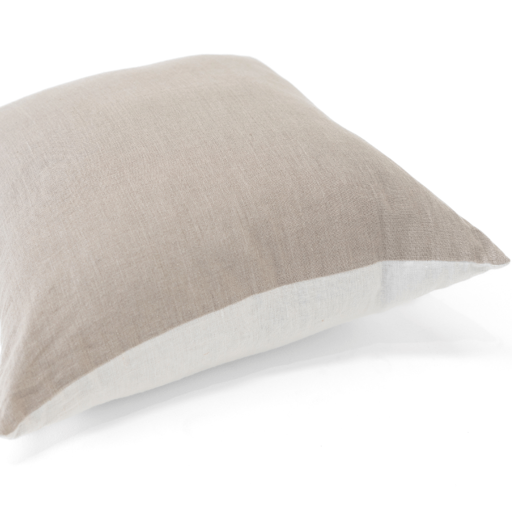 BHD HOME Euro Cushion Linens Reversible White & Natural Handwoven Euro Cushion Cover 65 x 65cm