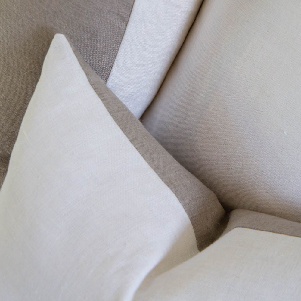 BHD HOME Euro Cushion Linens Reversible White & Natural Handwoven Euro Cushion Cover 65 x 65cm