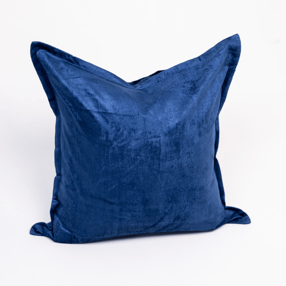 BHD HOME Euro Cushion Velvet Prussian Blue Handmade Velvet Large Cushion Cover