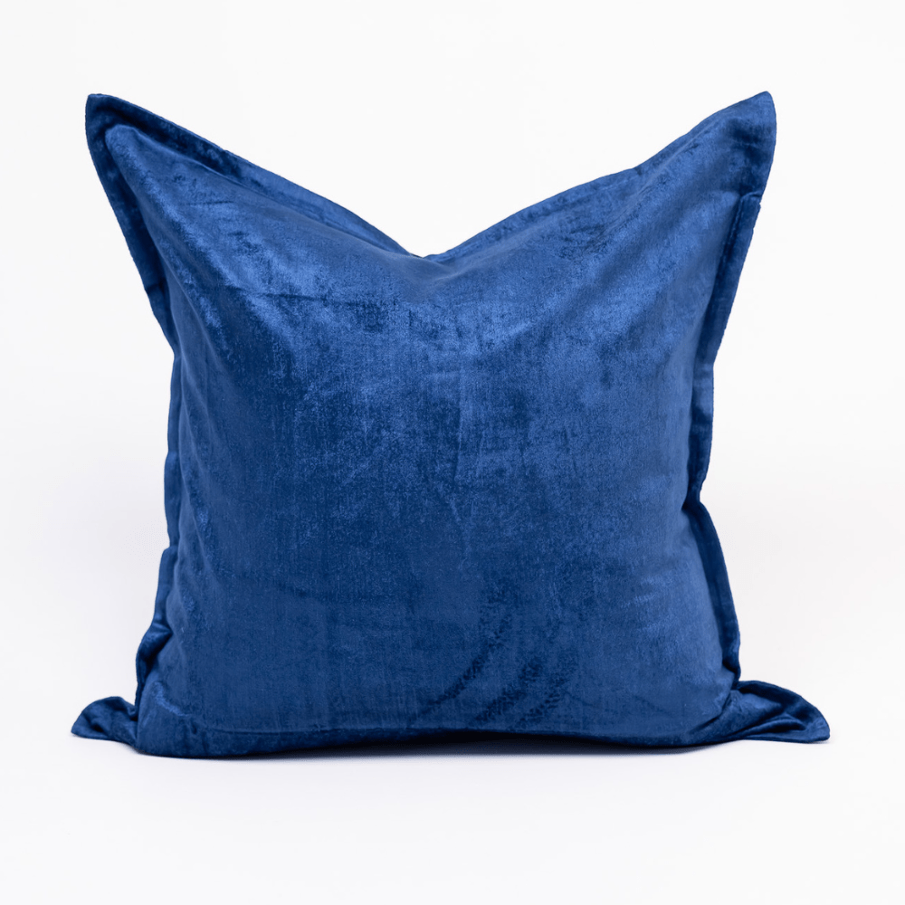 BHD HOME Euro Cushion Velvet Prussian Blue Handmade Velvet Large Cushion Cover