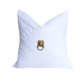 Lions Head Gold on White Cross patch Black 55 x 55cm