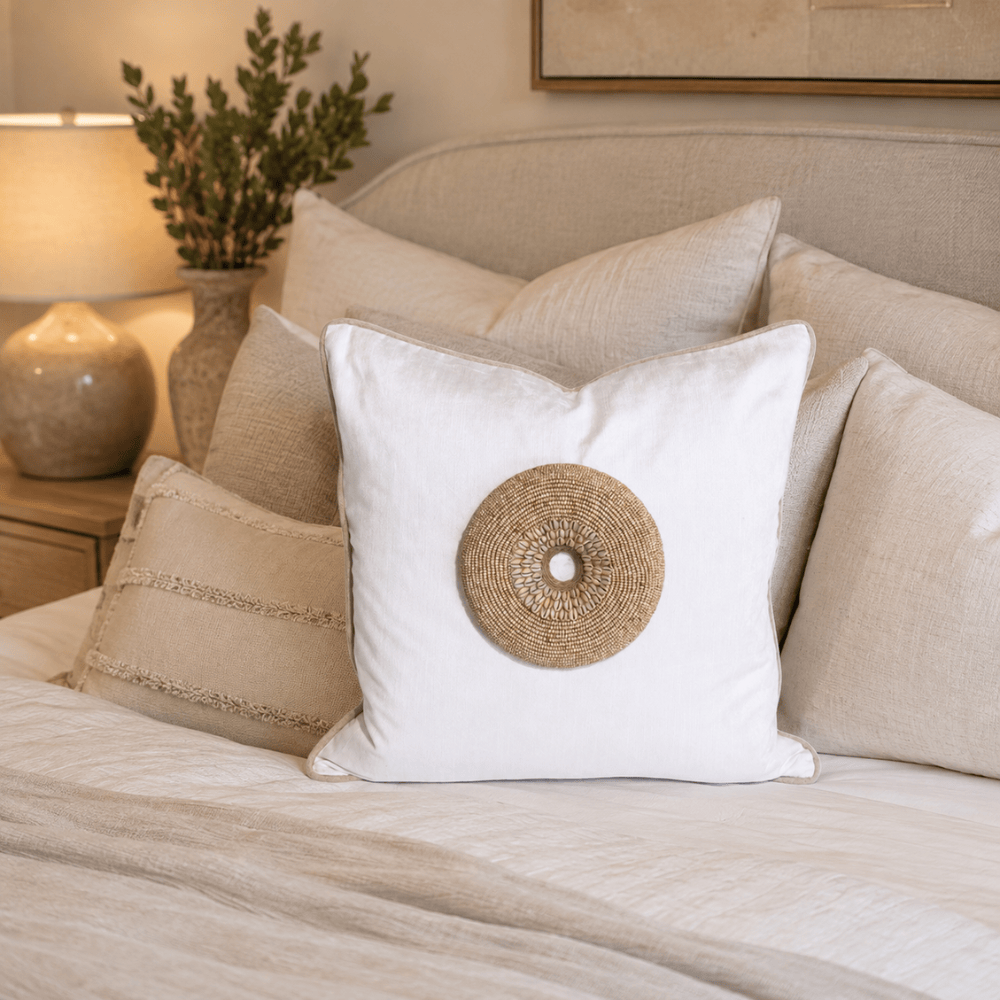 BHD HOME featurecushion Shell Ring Natural Embellished Cushion Cover