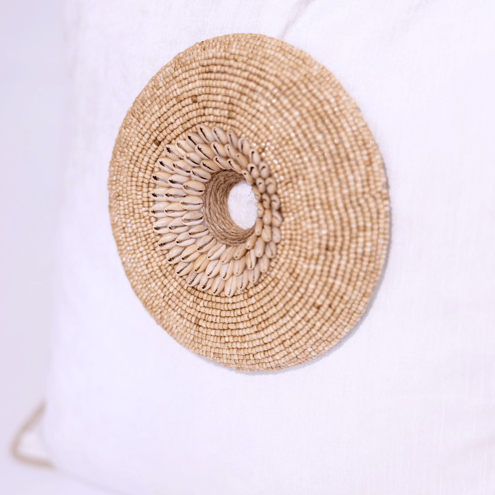BHD HOME featurecushion Shell Ring Natural Embellished Cushion Cover