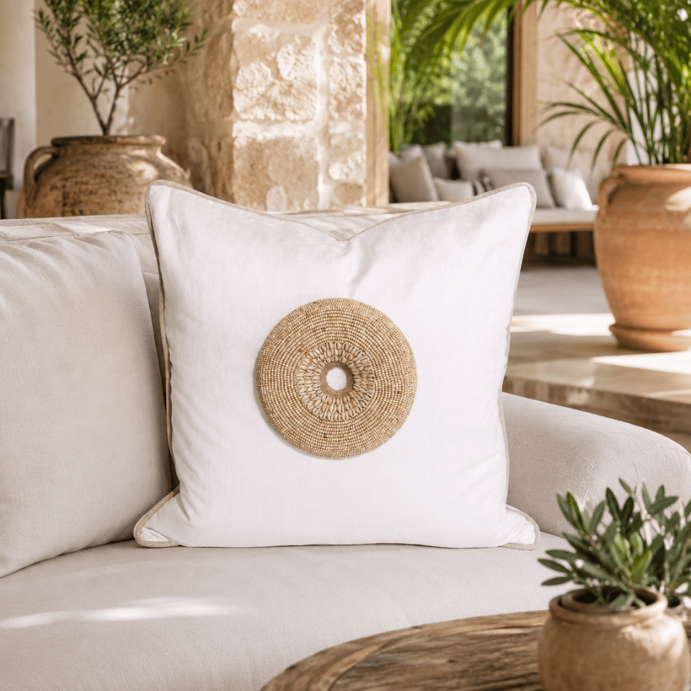 BHD HOME featurecushion Shell Ring Natural Embellished Cushion Cover