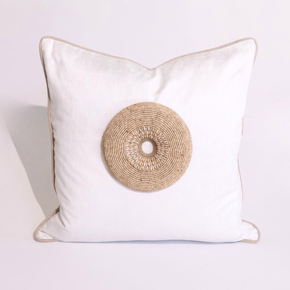 BHD HOME featurecushion Shell Ring Natural Embellished Cushion Cover