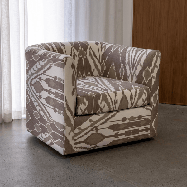 BHD HOME Furniture Cacao Ikat Harlequin Barrel Chair