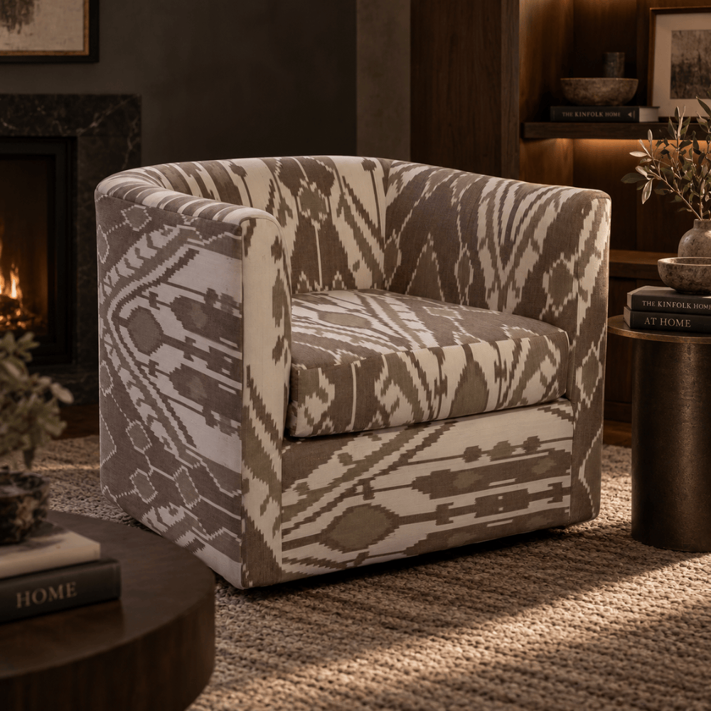 BHD HOME Furniture Cacao Ikat Harlequin Barrel Chair
