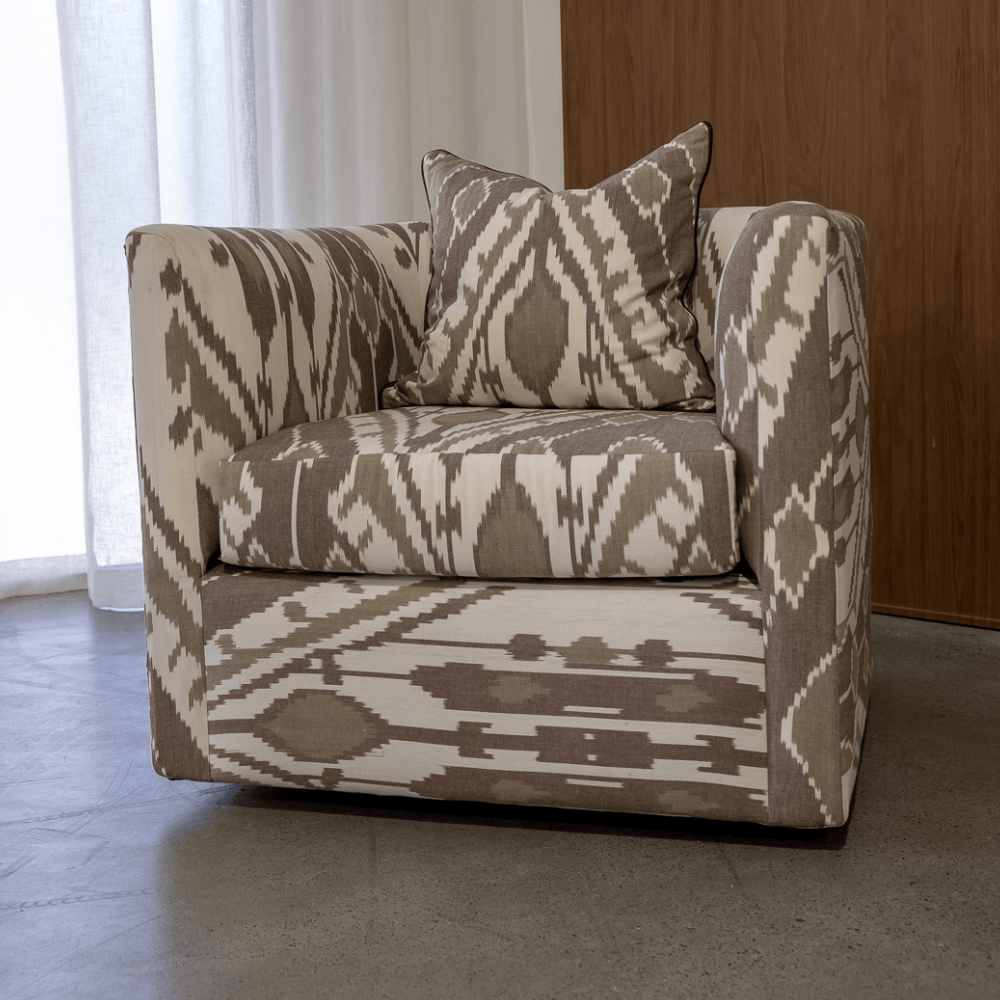 BHD HOME Furniture Cacao Ikat Harlequin Barrel Chair