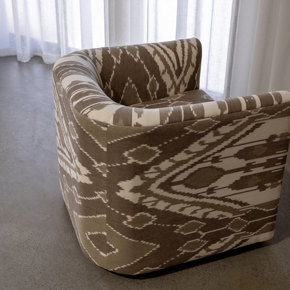 BHD HOME Furniture Cacao Ikat Harlequin Barrel Chair