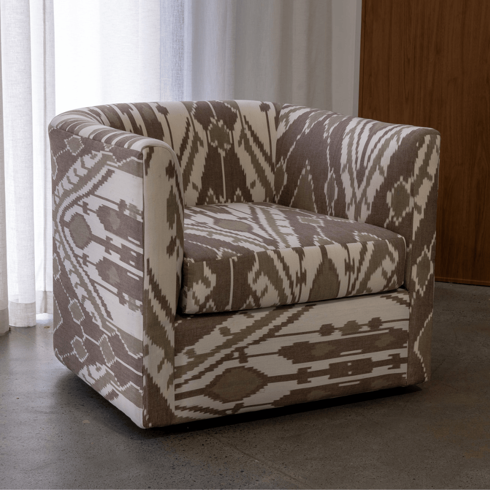 BHD HOME Furniture Cacao Ikat Harlequin Barrel Chair