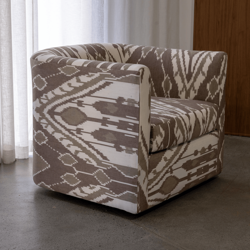 BHD HOME Furniture Cacao Ikat Harlequin Barrel Chair