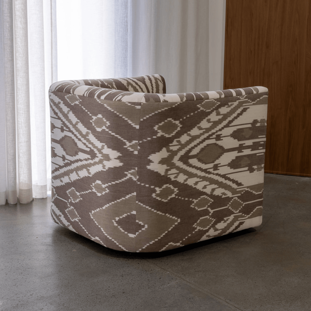 BHD HOME Furniture Cacao Ikat Harlequin Barrel Chair