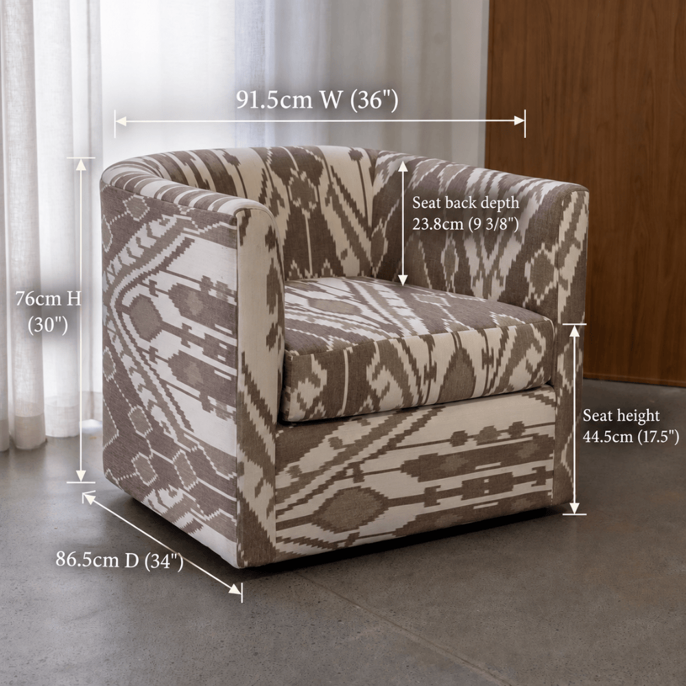 BHD HOME Furniture Cacao Ikat Harlequin Barrel Chair