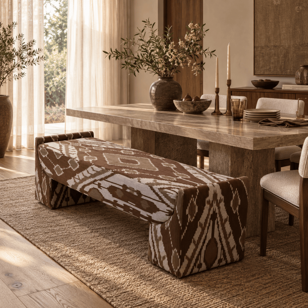 BHD HOME Furniture Cacao Ikat Mondrian Bench