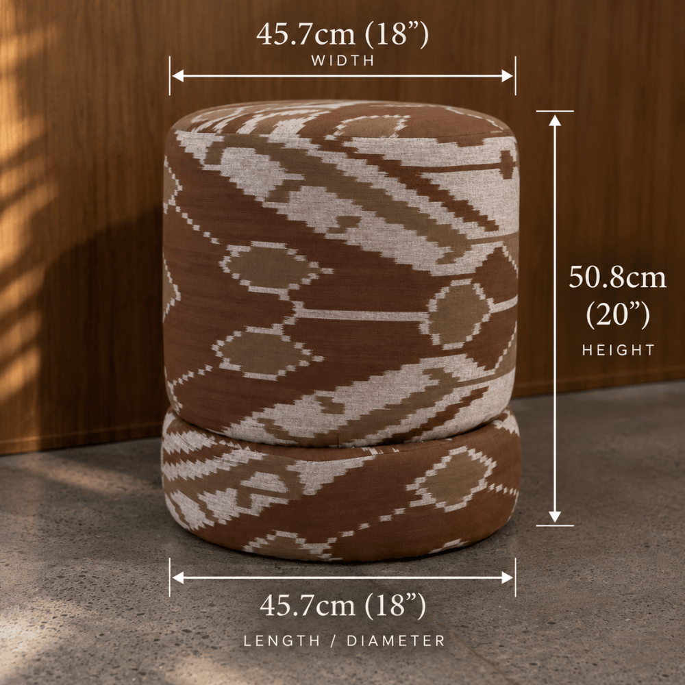 BHD HOME Furniture Cacao Ikat Totem Ottoman