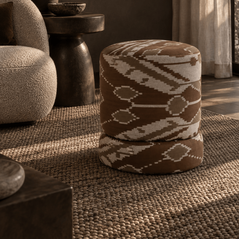 BHD HOME Furniture Cacao Ikat Totem Ottoman
