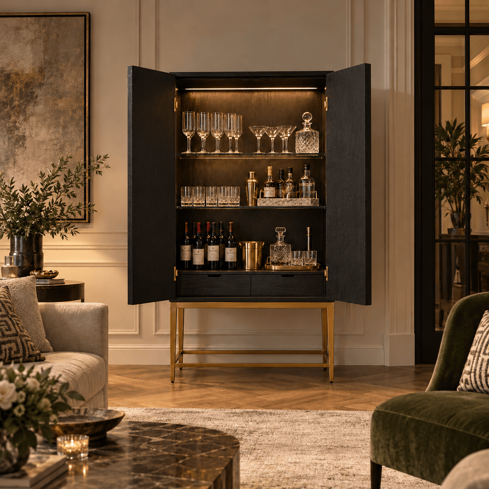 BHD HOME Furniture Ellen Bar Cabinet - Black