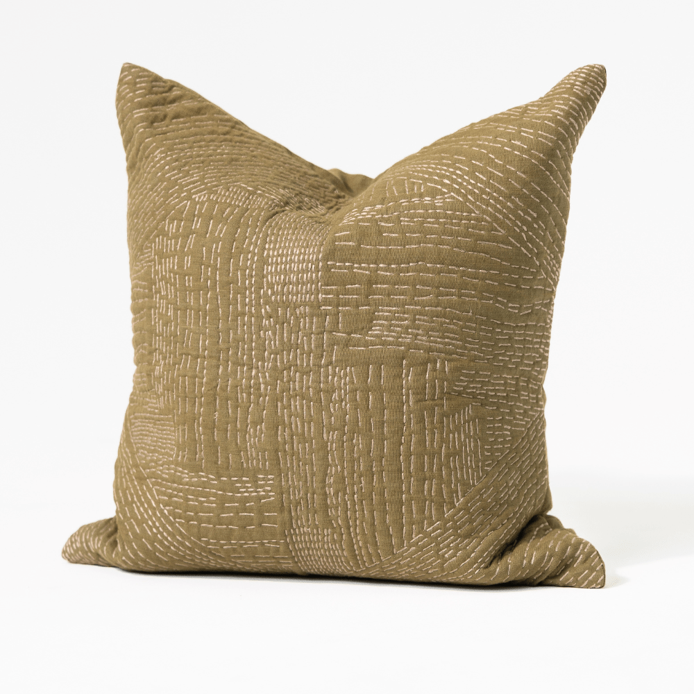 BHD HOME Gudri Corners Olive Lounge Cushion 55 x 55cm