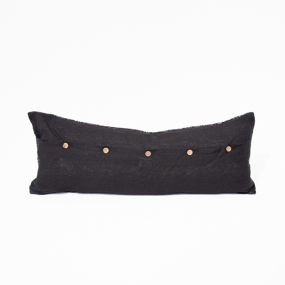 BHD HOME Gudri Patch Black Long Lumbar Cushion 35 x 90cm