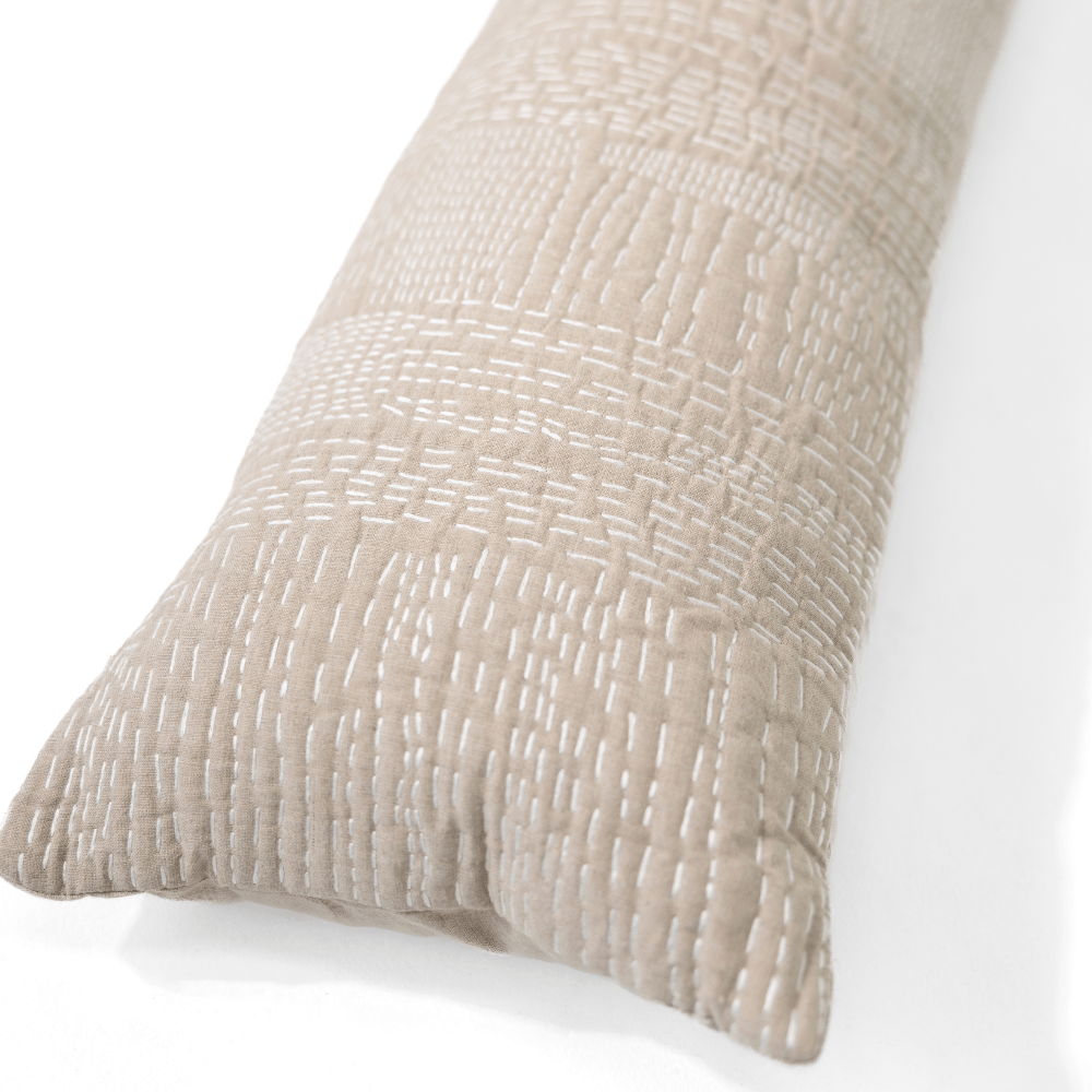 BHD HOME Gudri Patch Natural Long Lumbar Cushion 35 x 90cm