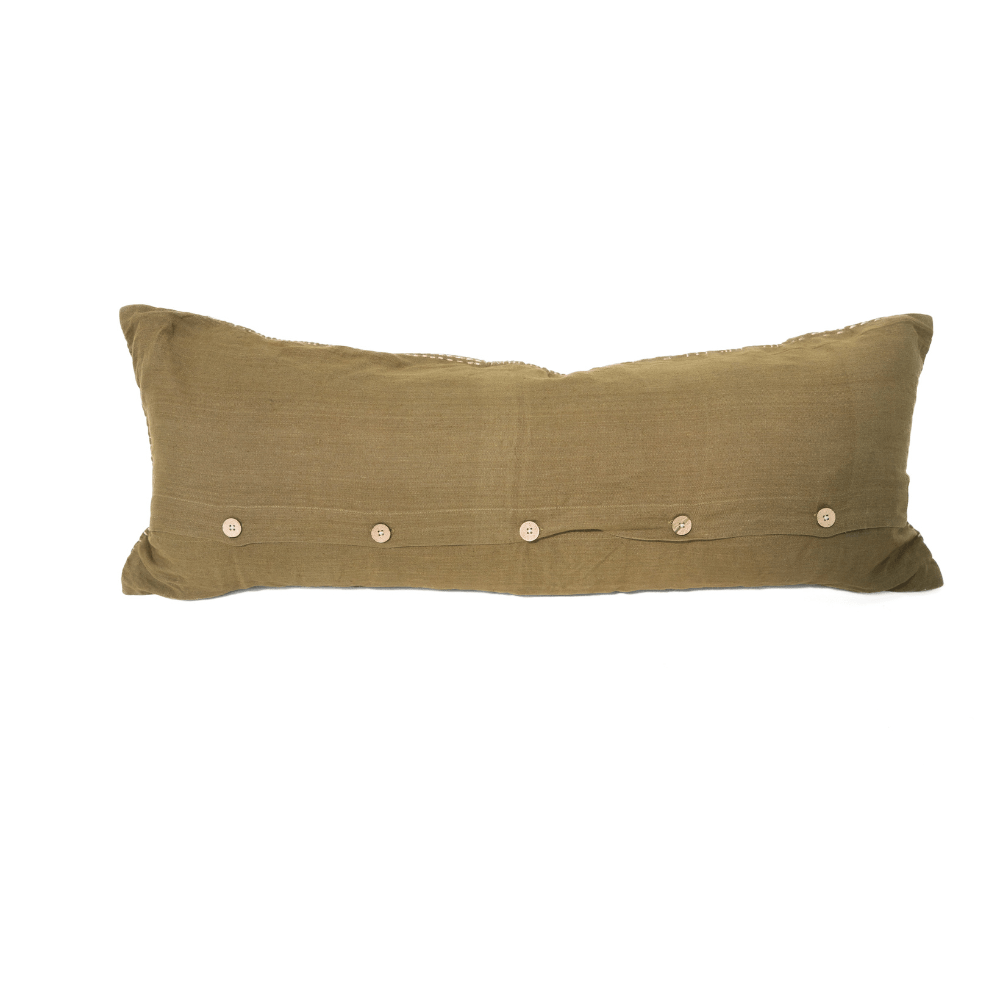 BHD HOME Gudri Patch Olive Long Lumbar Cushion 35 x 90cm