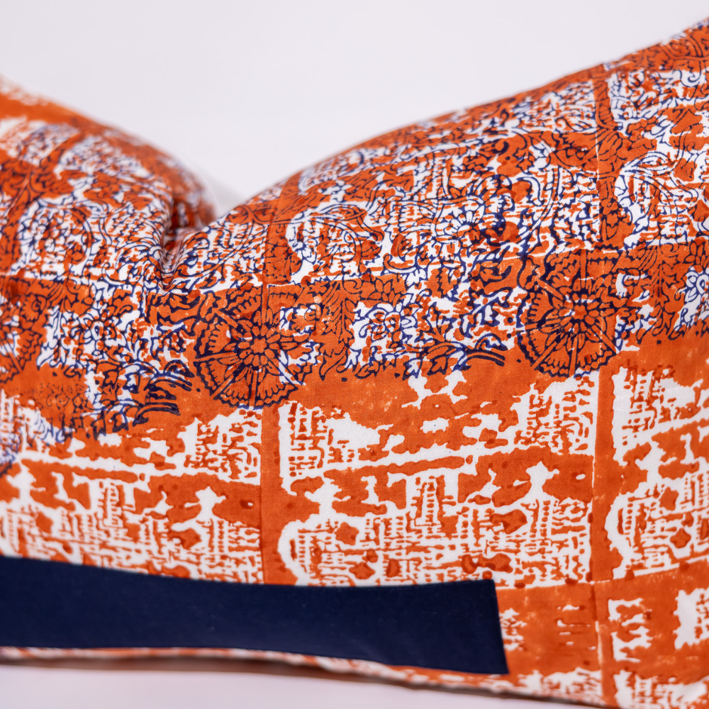 BHD HOME Hand Block Print Ruins Orange 40 x 60cm