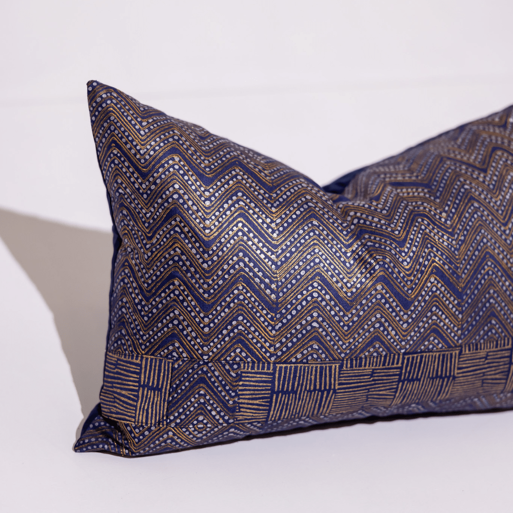 BHD HOME Hand Block Print Zig Zag Navy 40 x 60cm