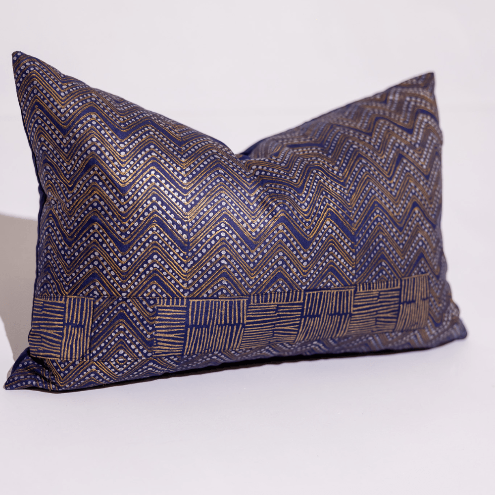 BHD HOME Hand Block Print Zig Zag Navy 40 x 60cm