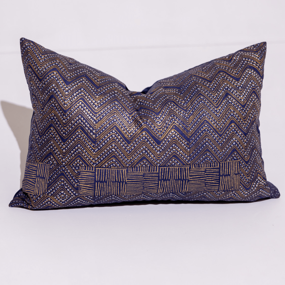 BHD HOME Hand Block Print Zig Zag Navy 40 x 60cm