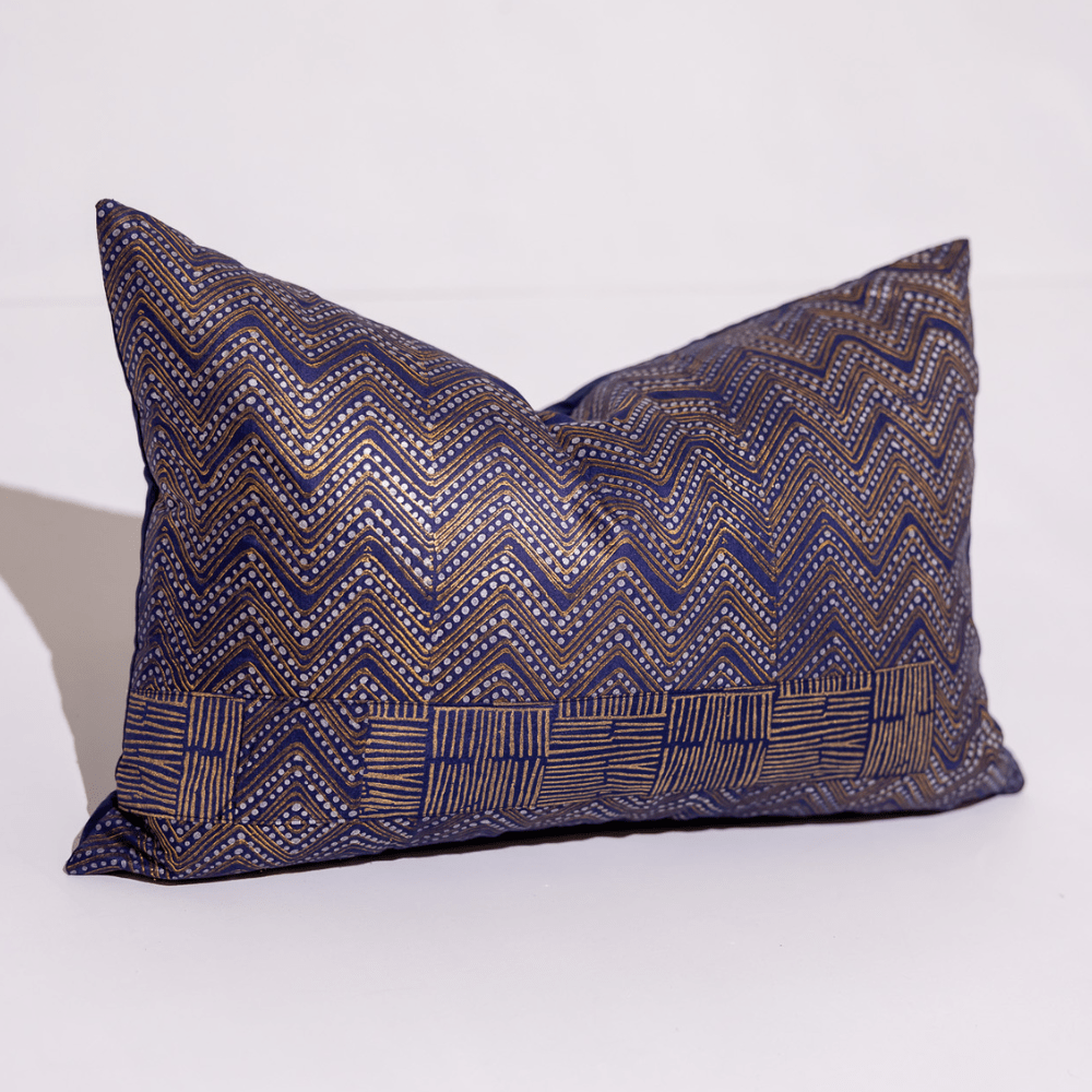 BHD HOME Hand Block Print Zig Zag Navy 40 x 60cm