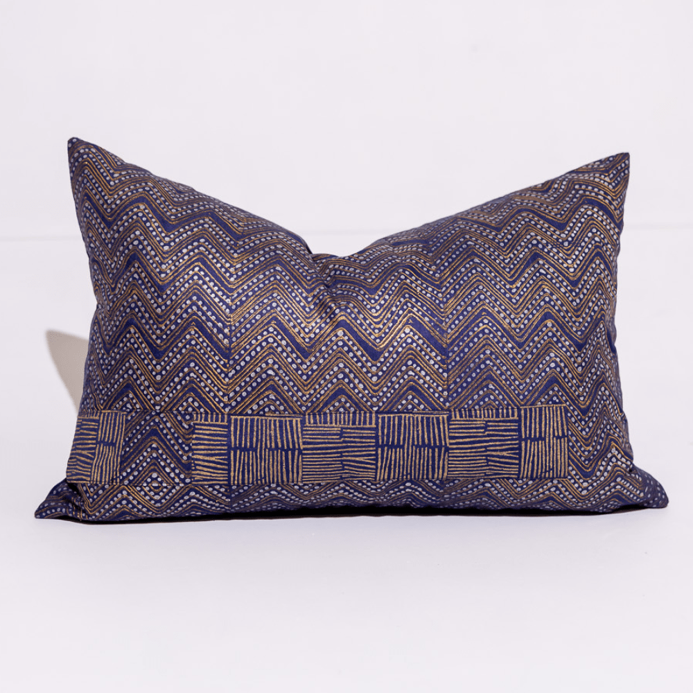 BHD HOME Hand Block Print Zig Zag Navy 40 x 60cm