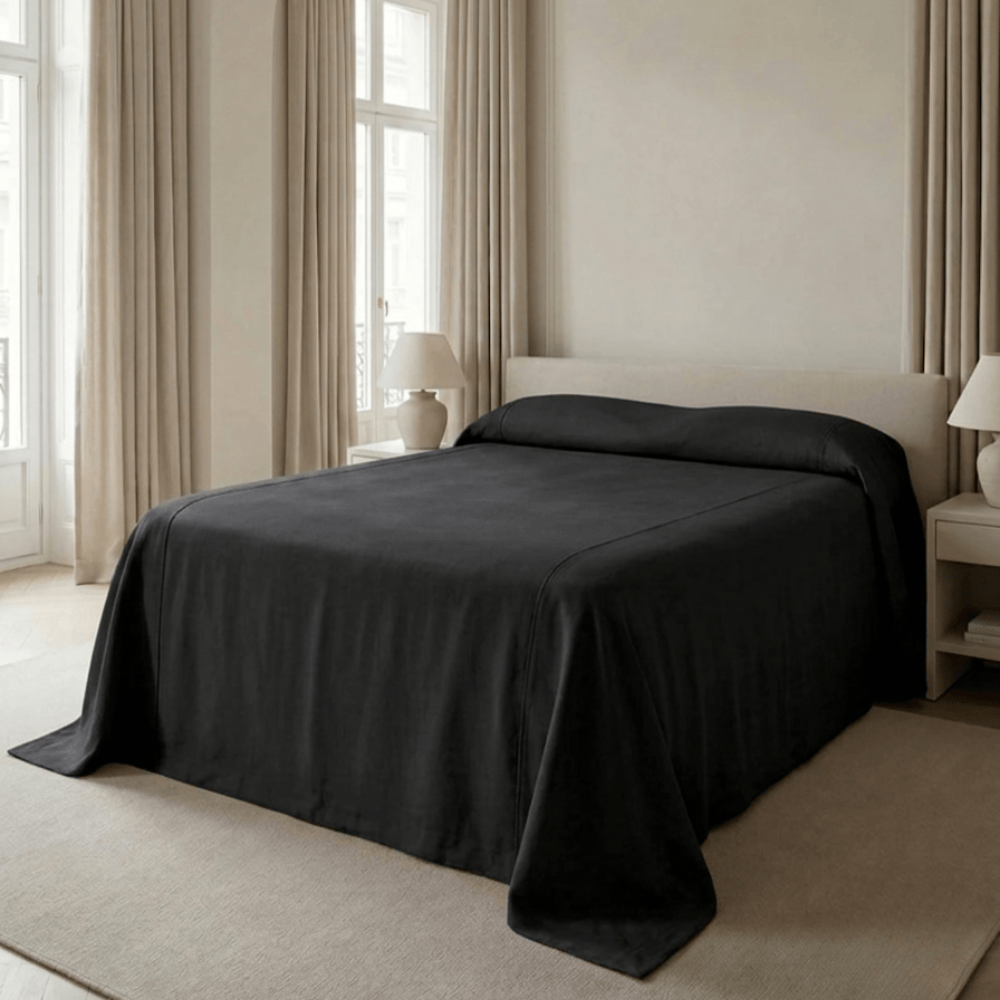 BHD HOME Handwoven Linen Black Bed Cover Limited Edition
