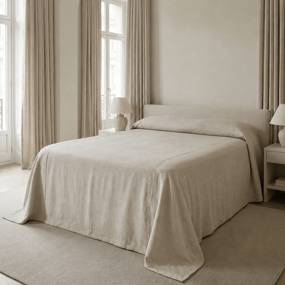 BHD HOME Handwoven Linen Natural Bed Cover Limited Edition