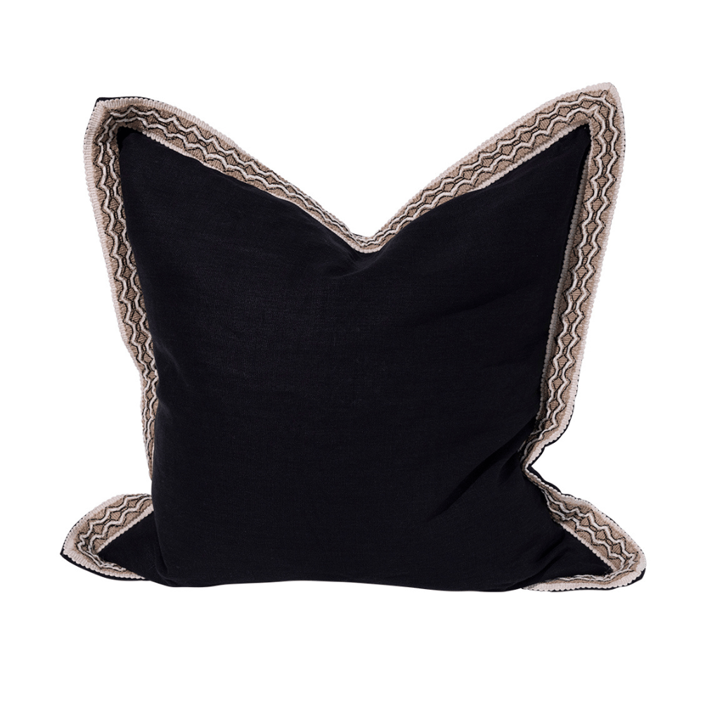 BHD HOME Lattice Braid Black Euro Cushion 65 x 65cm