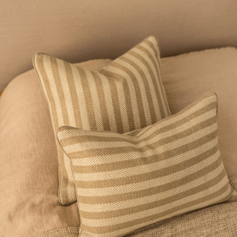 BHD HOME Leeds Wide Stripe Cushion in Wheat