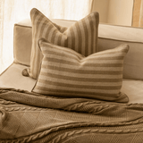 Leeds Wide Stripe Lumber Silk Cushion in Wheat