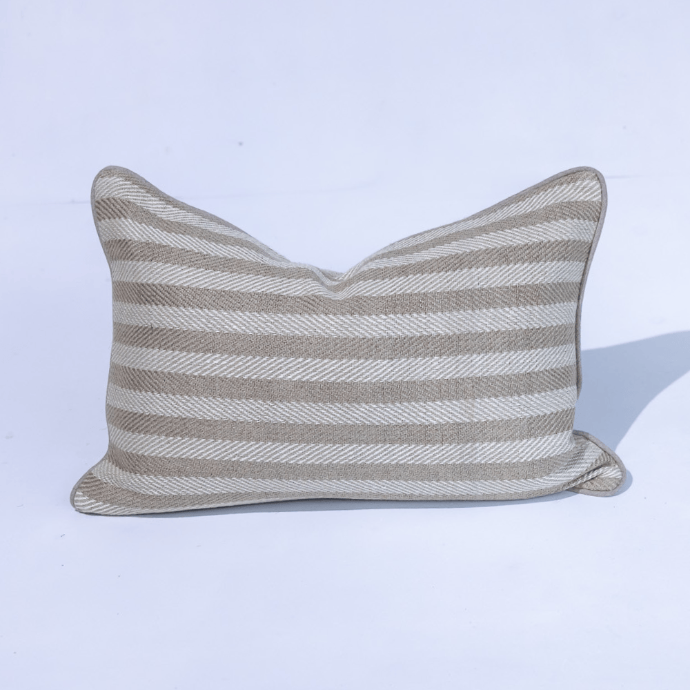 BHD HOME Leeds Wide Stripe Lumber Silk Cushion in Wheat