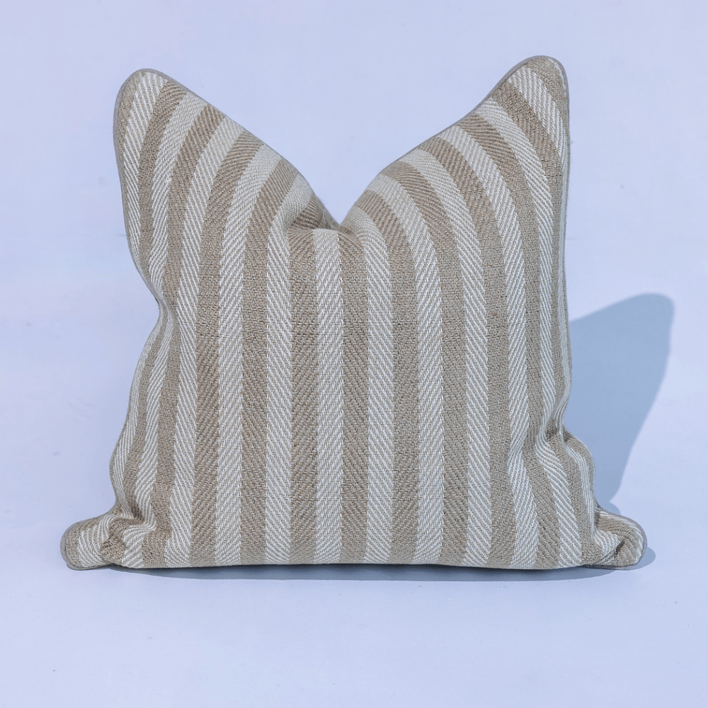 BHD HOME Leeds Wide Stripe Silk Cushion in Wheat