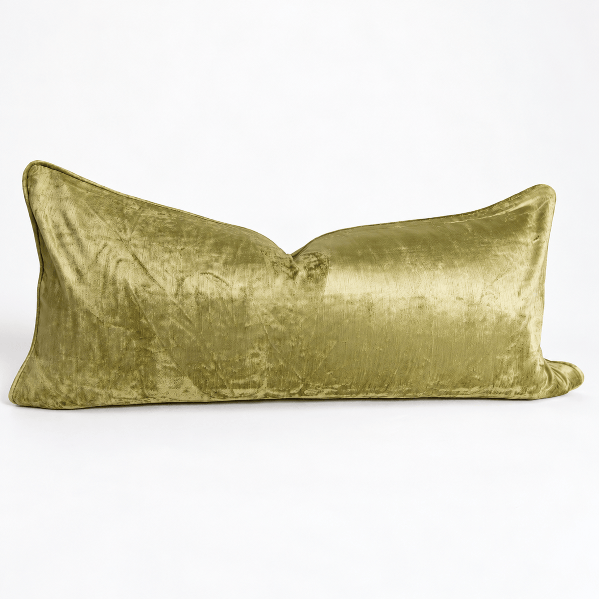 BHD HOME Long Lumbar Cushion Velvet Piped Chartreuse Handmade Velvet Long Lumbar Cushion 40 x 90cm