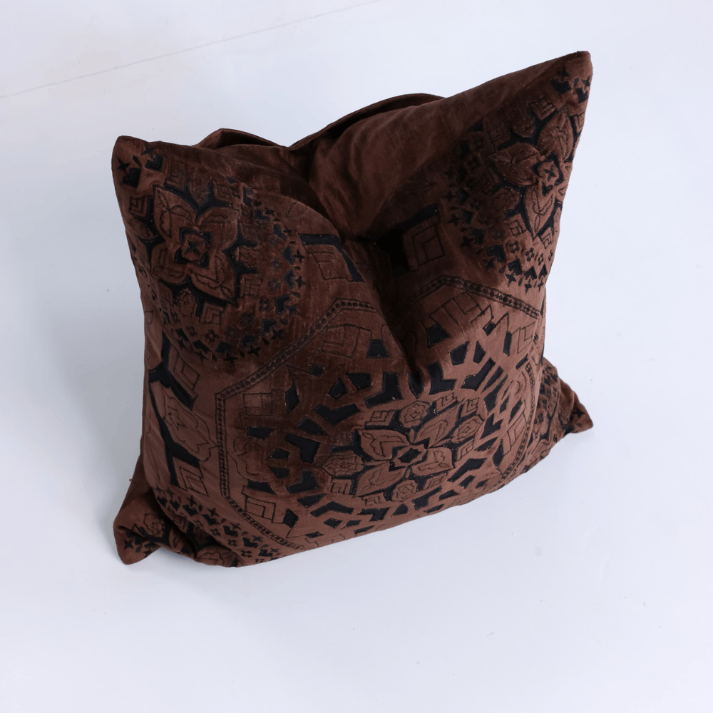 BHD HOME Lounge Cushion Alhambra Choc Handmade Hand Cut Velvet Cushion Cover