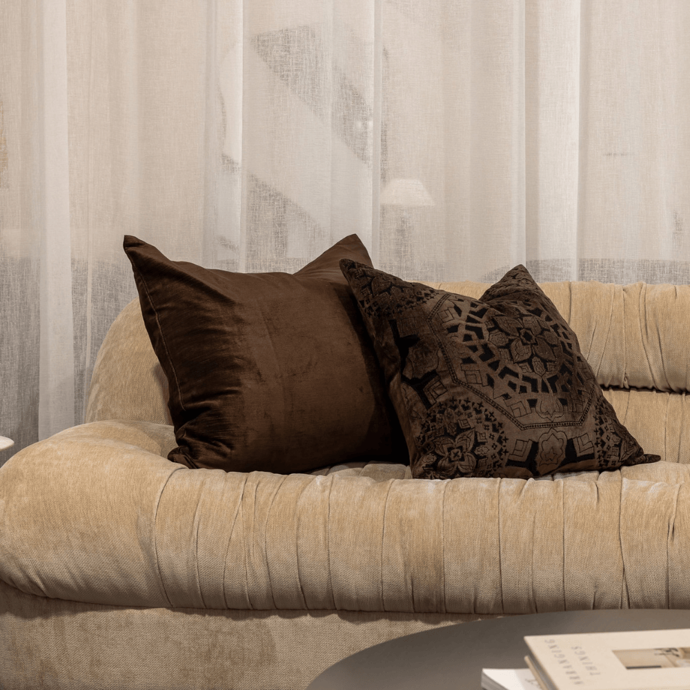 BHD HOME Lounge Cushion Alhambra Choc Handmade Hand Cut Velvet Cushion Cover Classics Collection
