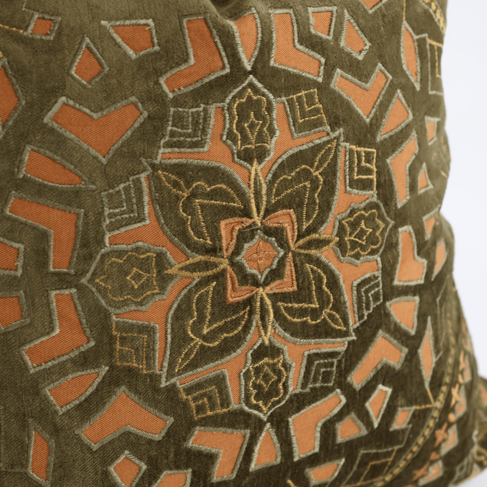 BHD HOME Lounge Cushion Alhambra Olive Handmade Hand Cut Velvet Cushion Cover