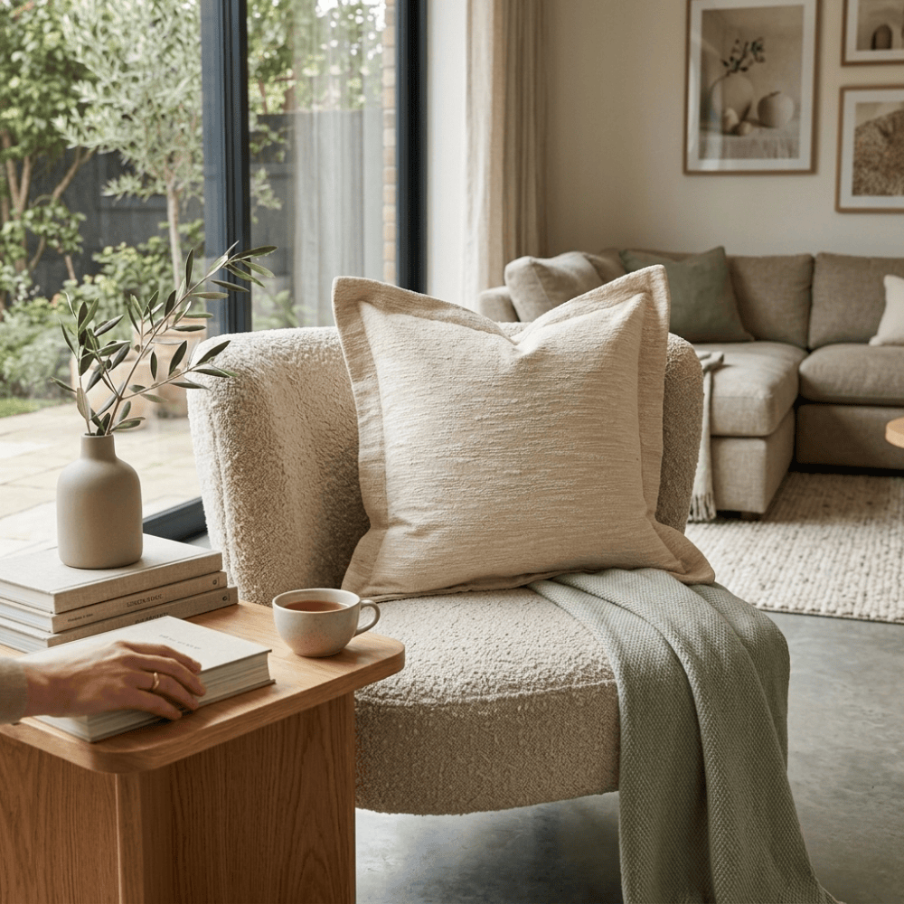 BHD HOME Lounge Cushion Cotswold Flange Natural Lounge Cushion 55 x 55cm