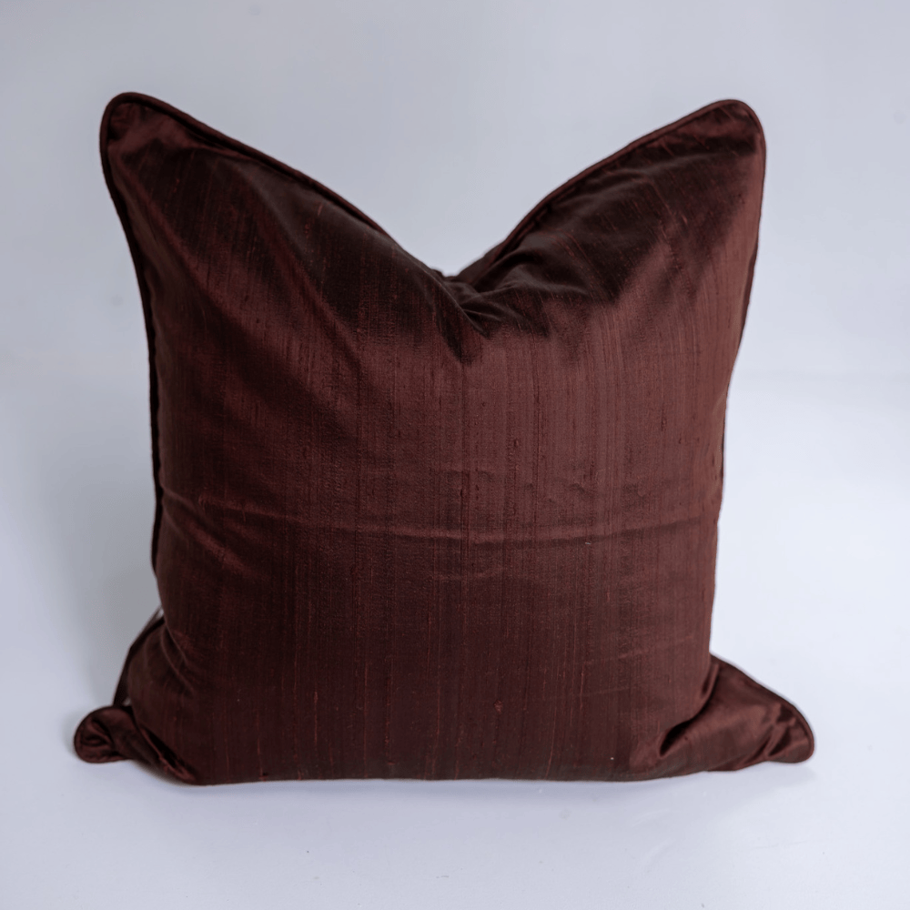BHD HOME Lounge Cushion Dupion Chocolate Silk Piped Lounge Cushion 55 x 55cm