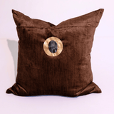 Gem Labradorite Choc Velvet Handmade Brass Embellished Cushion Cover
