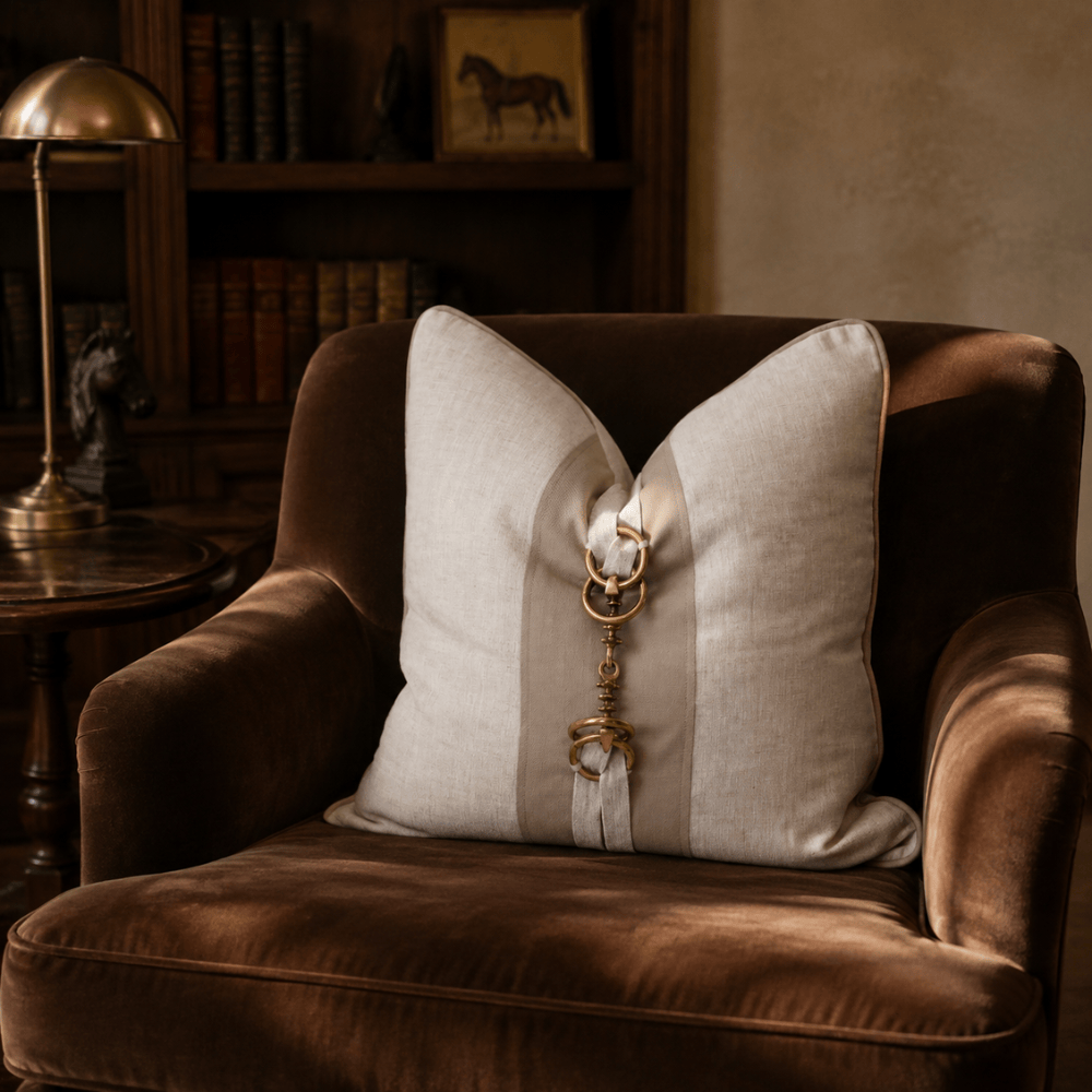 BHD HOME Lounge Cushion Horse Bit Natural Handmade Metal Embellished Cushion Cover