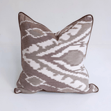 Ikat Bukhara Mushroom Handwoven Ikat Cushion Cover