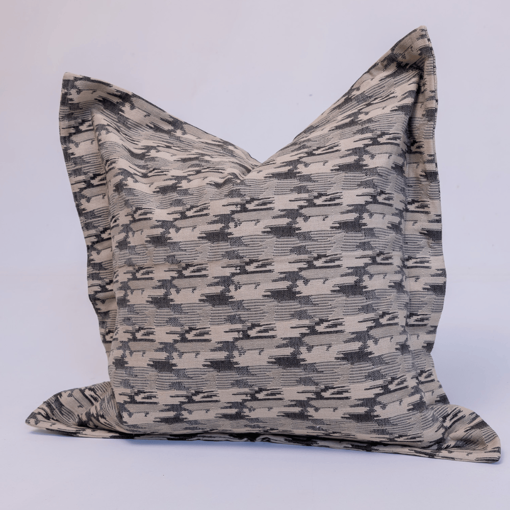 BHD HOME Lounge Cushion Ikat Charcoal Flange Lounge Cushion 55 x 55cm