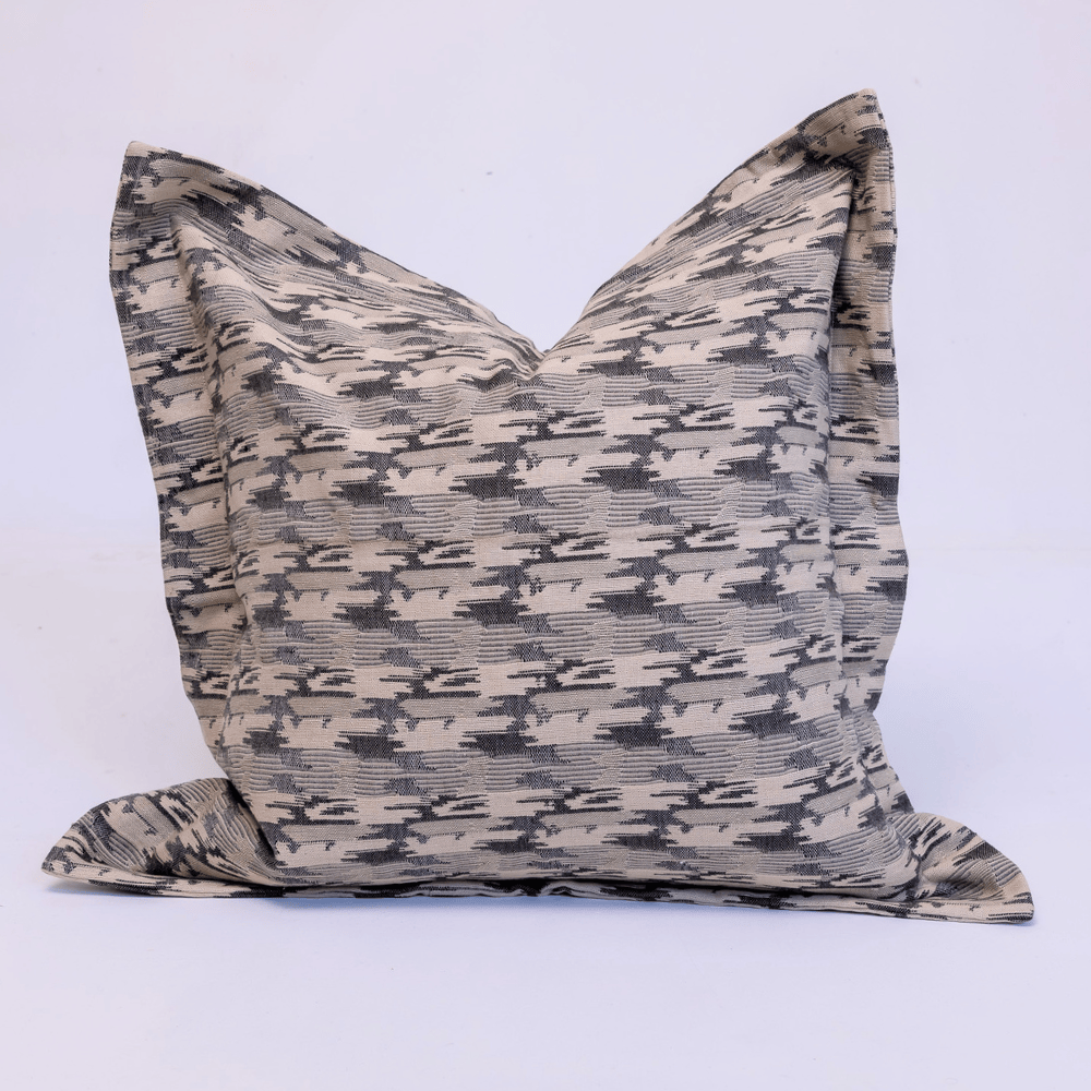 BHD HOME Lounge Cushion Ikat Charcoal Flange Lounge Cushion 55 x 55cm