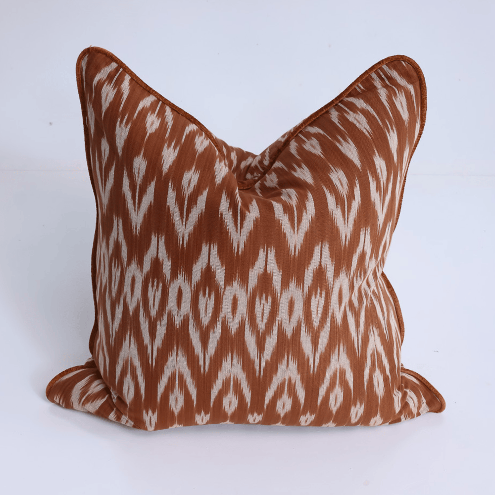 BHD HOME Lounge Cushion Ikat Samarkand Rust Handwoven Ikat Cushion Cover